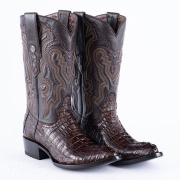 RANCHO SEMENTAL EXOTIC LEATHER Caiman Tail Brown Cowboy Boots - Rancho Sementalvariable