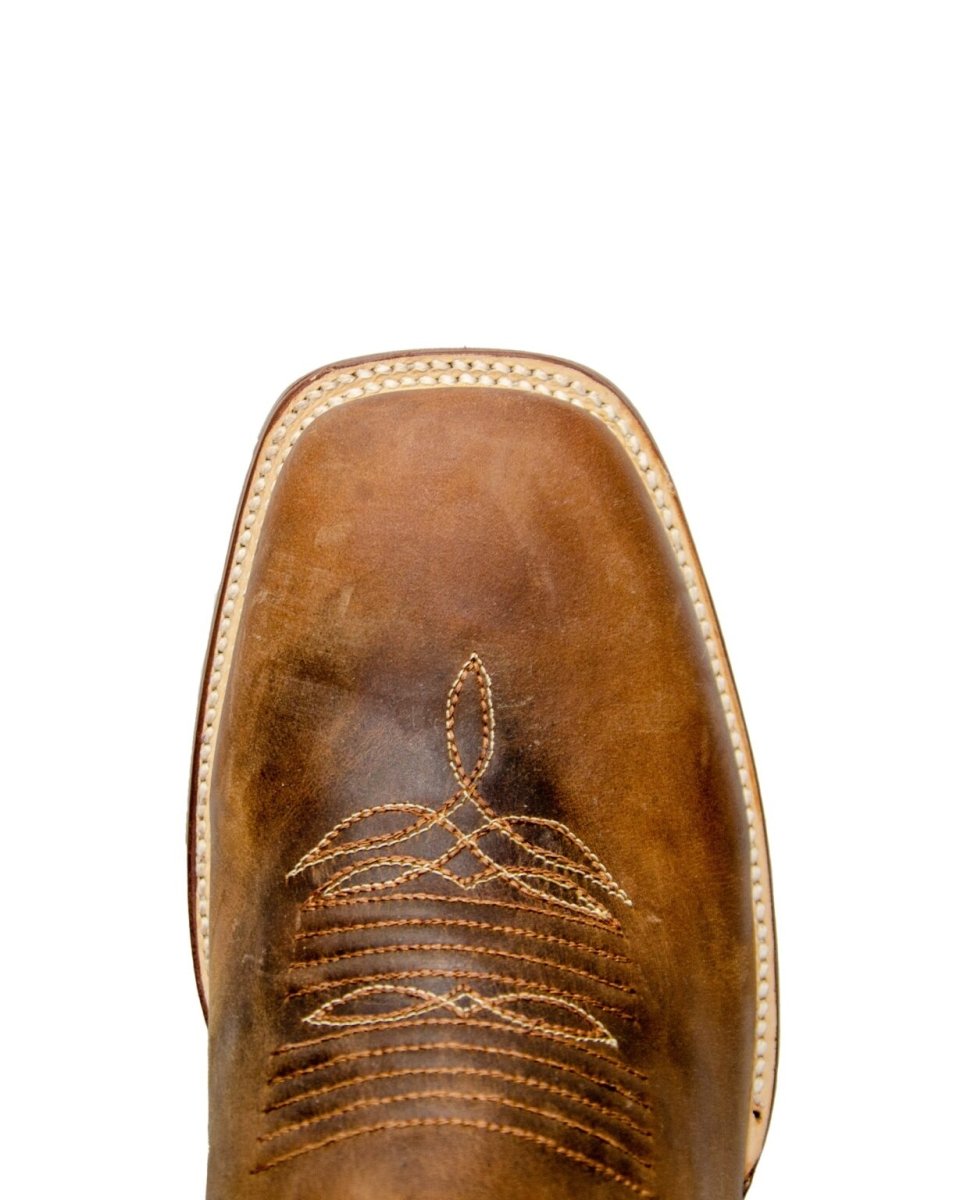 RANCHO SEMENTAL MEN’S Alamo Honey Western Boots Whit Barcelona Red Top - Rancho Sementalvariable