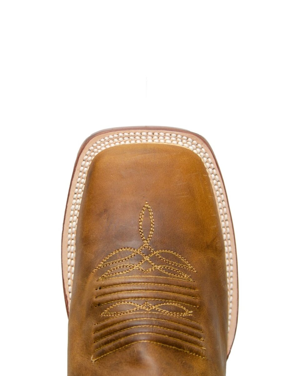 RANCHO SEMENTAL MEN'S Crazy Honey Western Boots Whit Honey Top Triple Stitch - Rancho Sementalvariable
