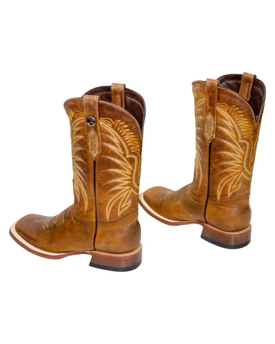RANCHO SEMENTAL MEN'S Crazy Honey Western Boots Whit Honey Top Triple Stitch - Rancho Sementalvariable