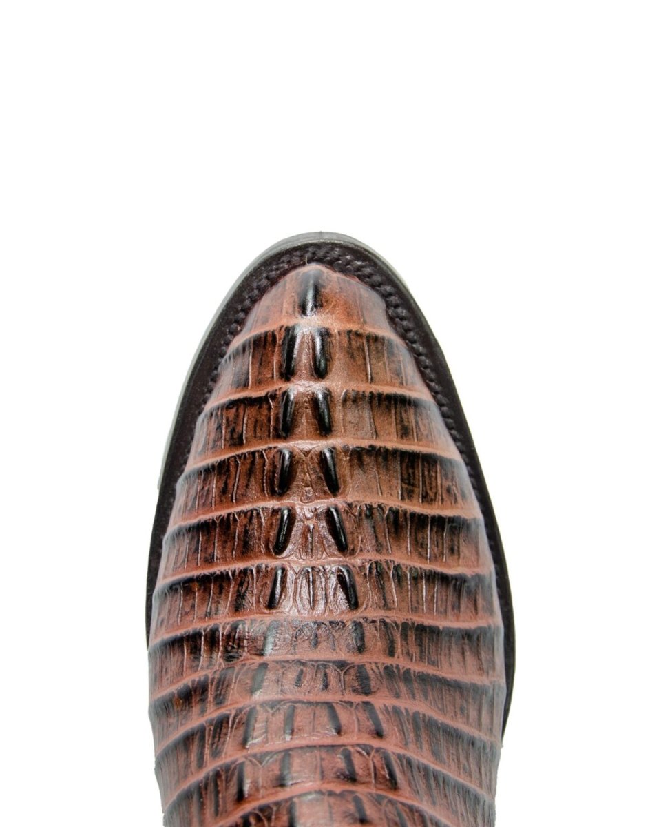 REPARO TX Men’s Caiman Tail Print Brown Western Boots Whit Brown Top - Rancho Sementalvariable