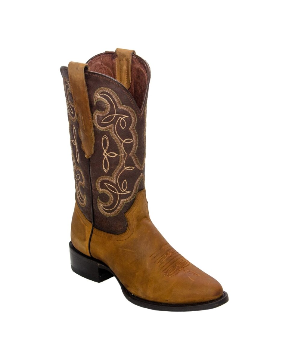 REPARO TX Men’s Crazy Cappuccino Western Boots Whit Brown Top - Rancho Sementalvariable