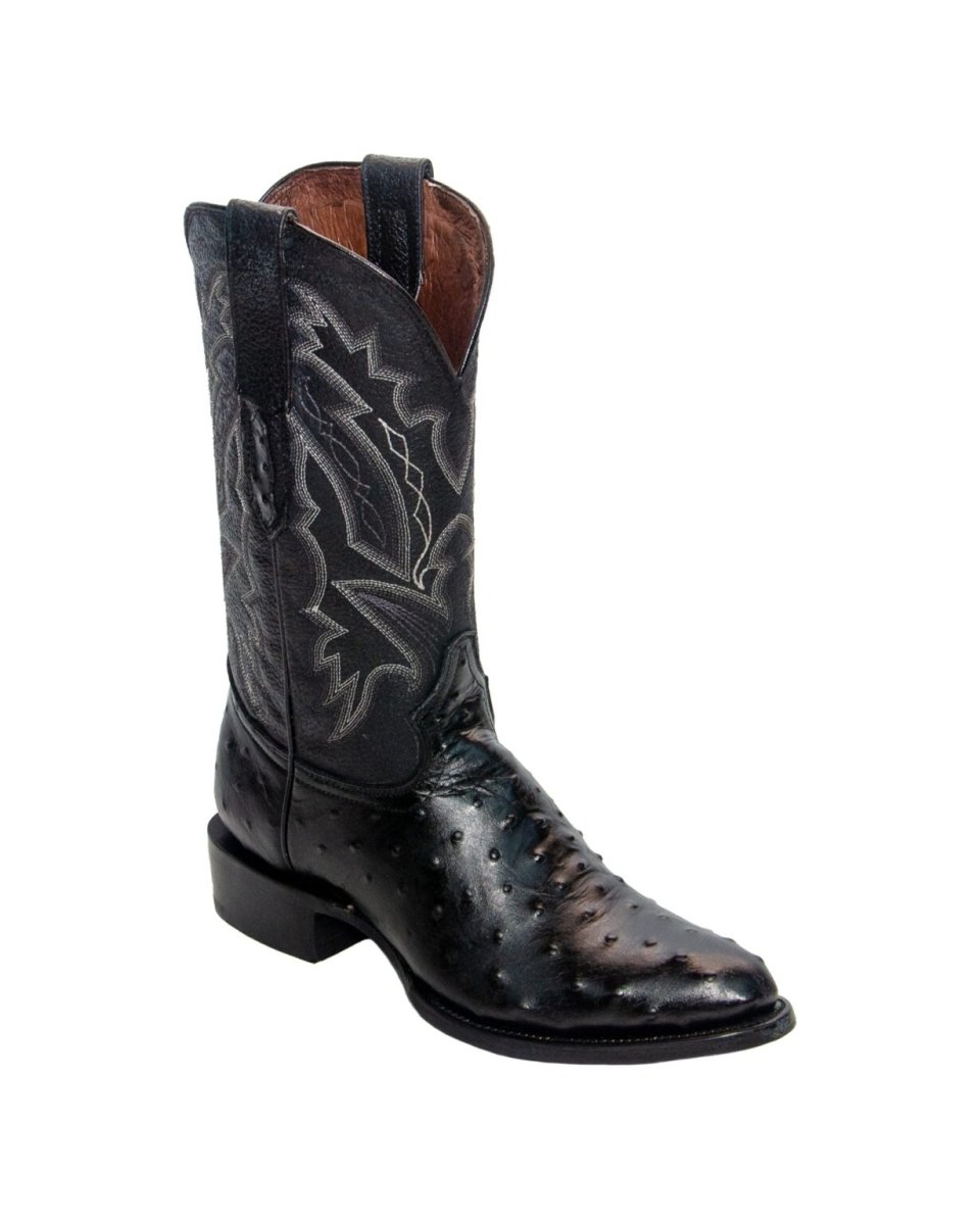 REPARO TX Men’s Ostrich Print Black Western Boots Whit Black Top - Rancho Sementalvariable