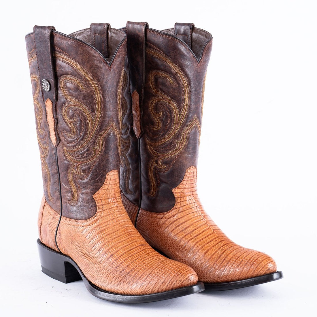 TANNER MARK EXOTIC LEATHER Lizard MD Brandy Cowboy Boots - Rancho Sementalvariable