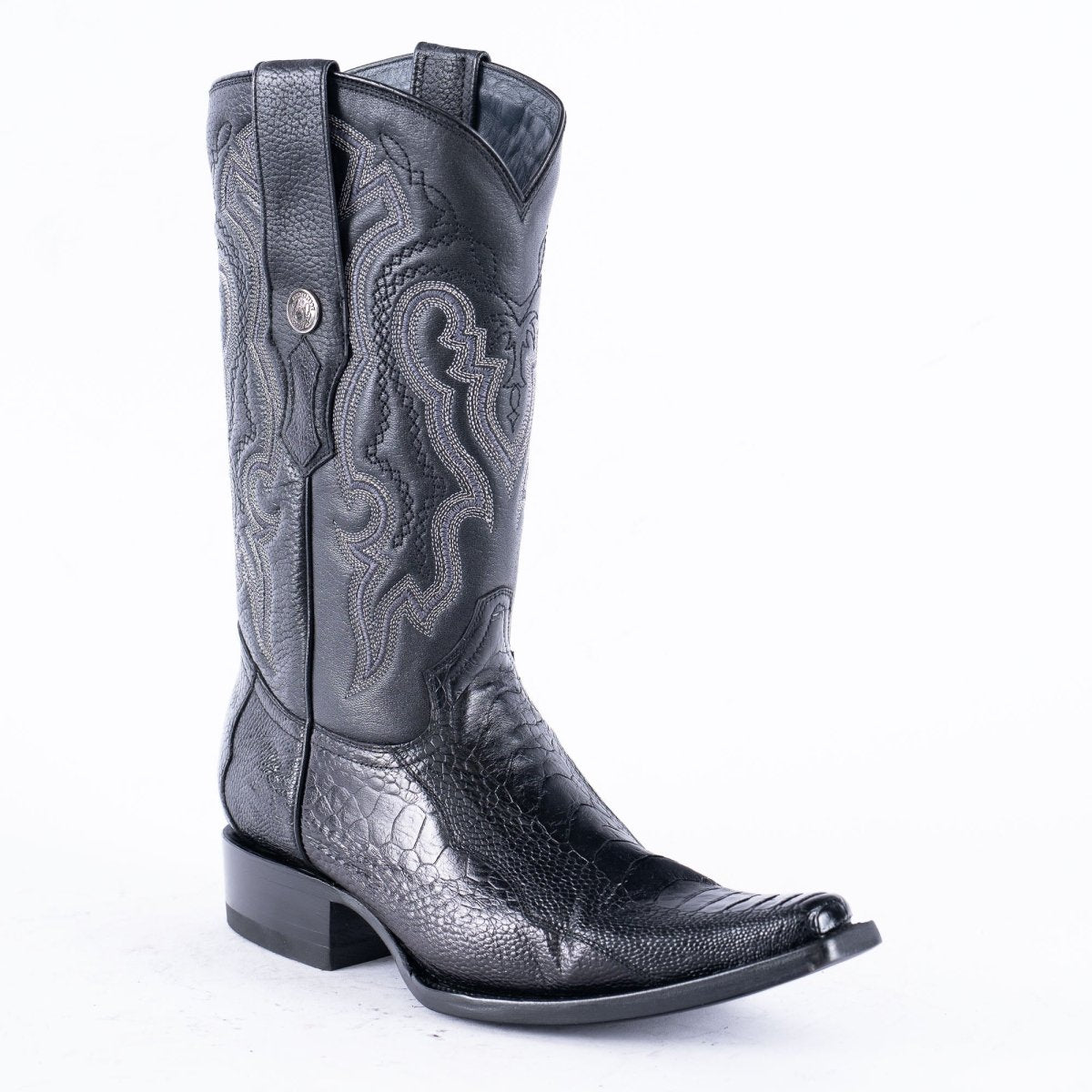 TANNER MARK EXOTIC LEATHER Ostrich Leg Black Cowboy Boots Euro Toe - Rancho Sementalvariable