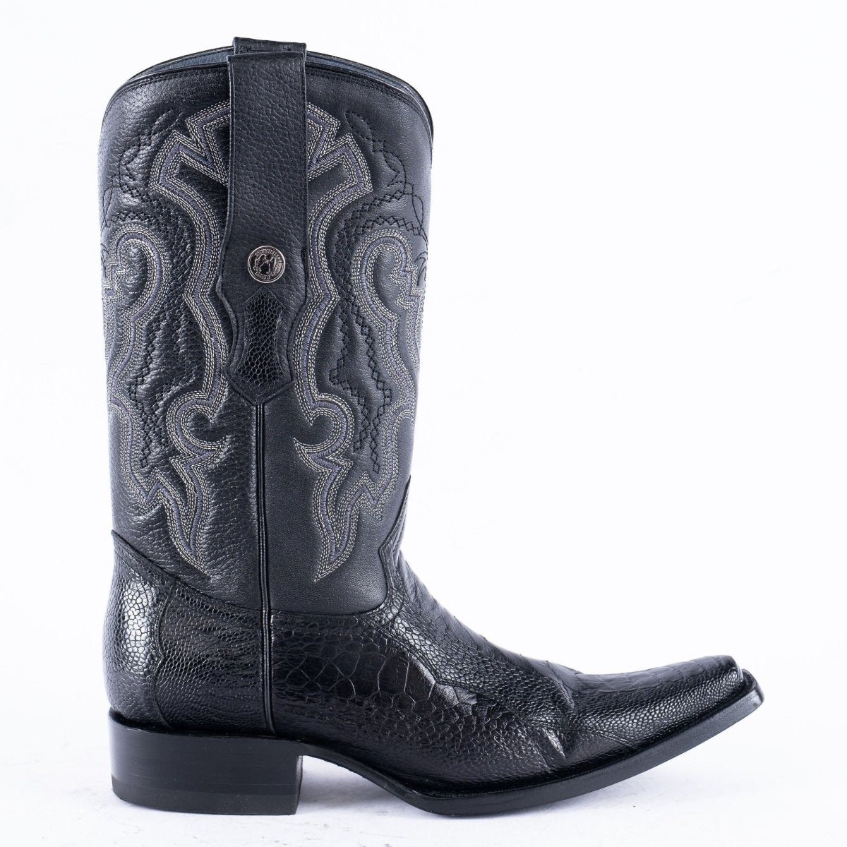 TANNER MARK EXOTIC LEATHER Ostrich Leg Black Cowboy Boots Euro Toe - Rancho Sementalvariable