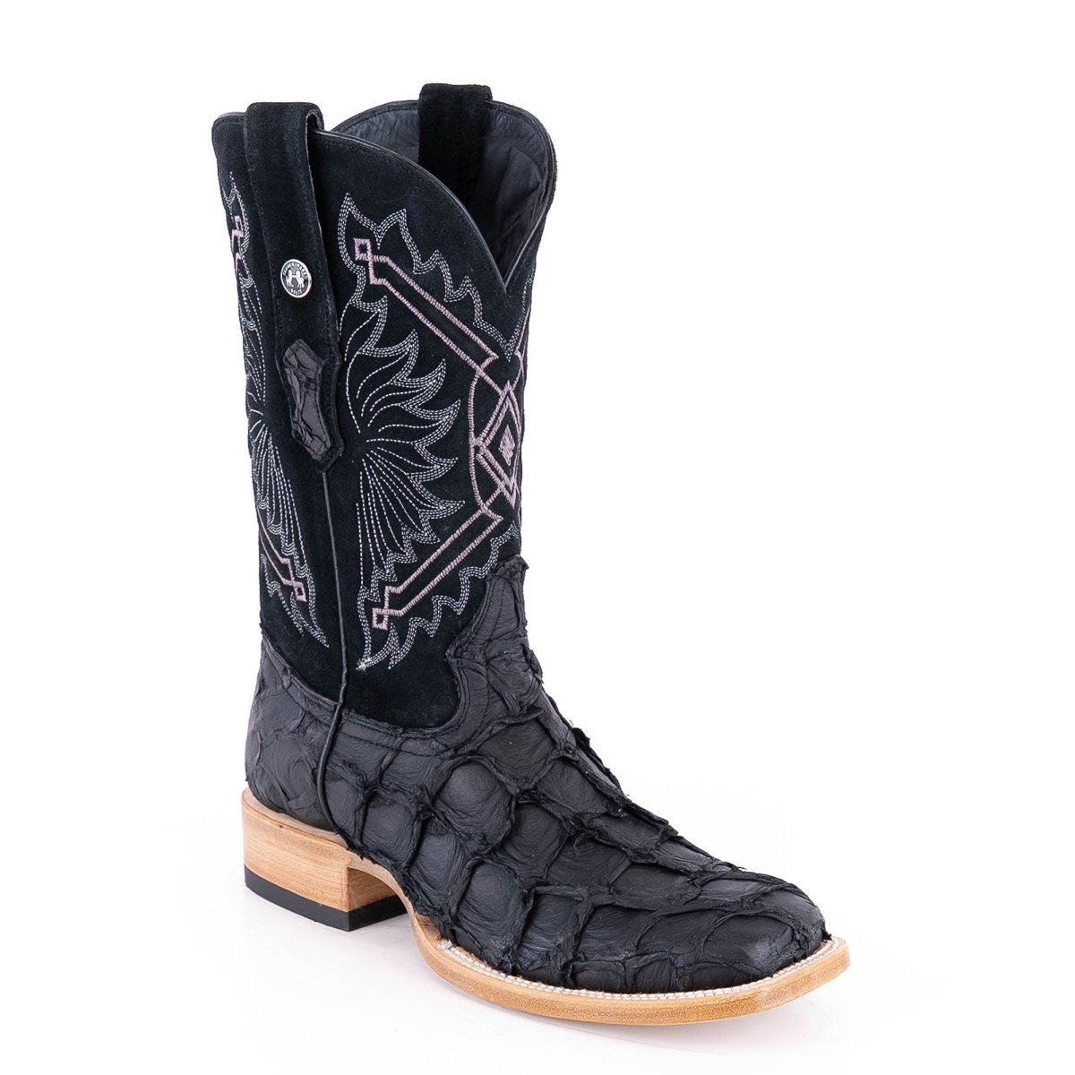 TANNER MARK MEN'S EXOTIC LEATHER Matte Monster Fish Black Cowboy Boots