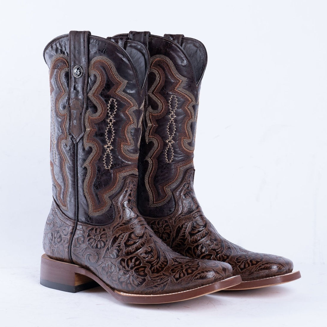 TANNER MARK MEN’S HandTooled Brown Print Western Boots - Rancho Sementalvariable