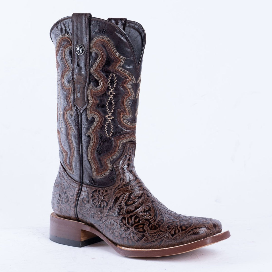 TANNER MARK MEN’S HandTooled Brown Print Western Boots - Rancho Sementalvariable