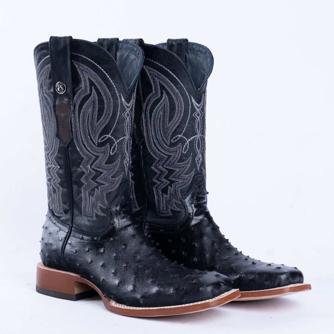 TANNER MARK MEN’S Ostrich Black Print Western Boots - Rancho Sementalvariable