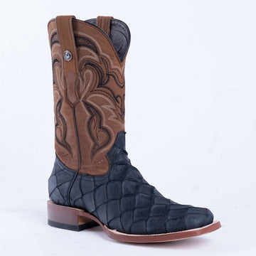 TANNER MARK MEN'S Print Monster Fish MD Black Cowboy Boots - Rancho Sementalvariable