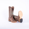 TANNER MARK WOMEN’S Albuquerque Crackle Brown Cowgirl Boots With Aztec Embroidery Top - Rancho Sementalvariable