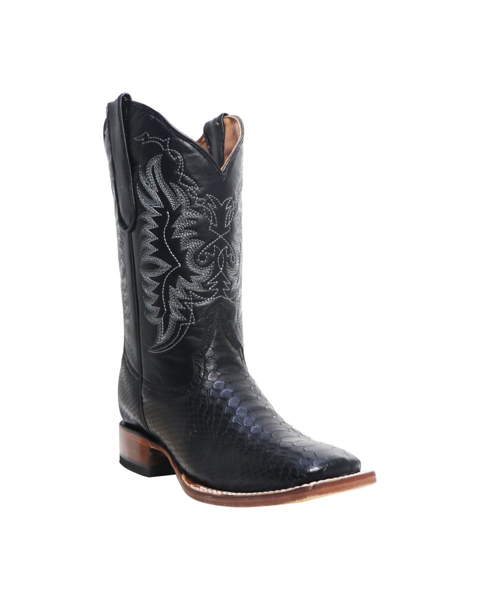 TANNER MARK YOUTH Big Jake Python Print Black Western Youth Boots Black Top - Rancho Sementalvariable