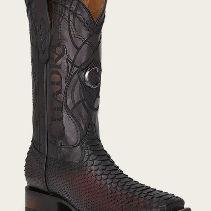 ENGRAVED MAHOGANY PYTHON WESTERN BOOTS
