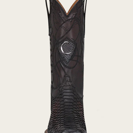 ENGRAVED MAHOGANY PYTHON WESTERN BOOTS