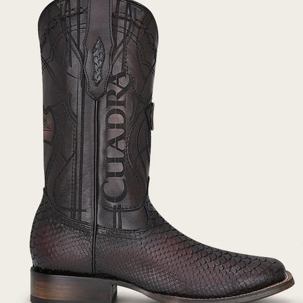 ENGRAVED MAHOGANY PYTHON WESTERN BOOTS