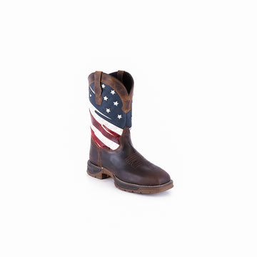 ACERO WORK BOOTS Brown Patriotic Flag Light weight