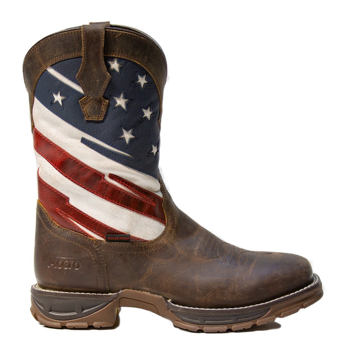 ACERO WORK BOOTS Brown Patriotic Flag Light weight