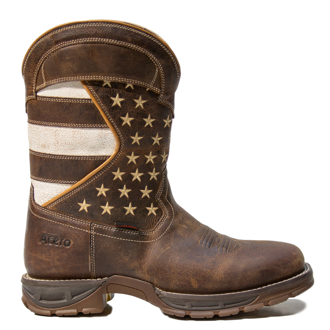 ACERO WORK BOOTS Horse Tan Patriotic Flag Light weight