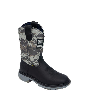 BOTAS DE TRABAJO ACERO Vintage Negro Blanco Gris Camo Parte superior Camo Suela Bicolor