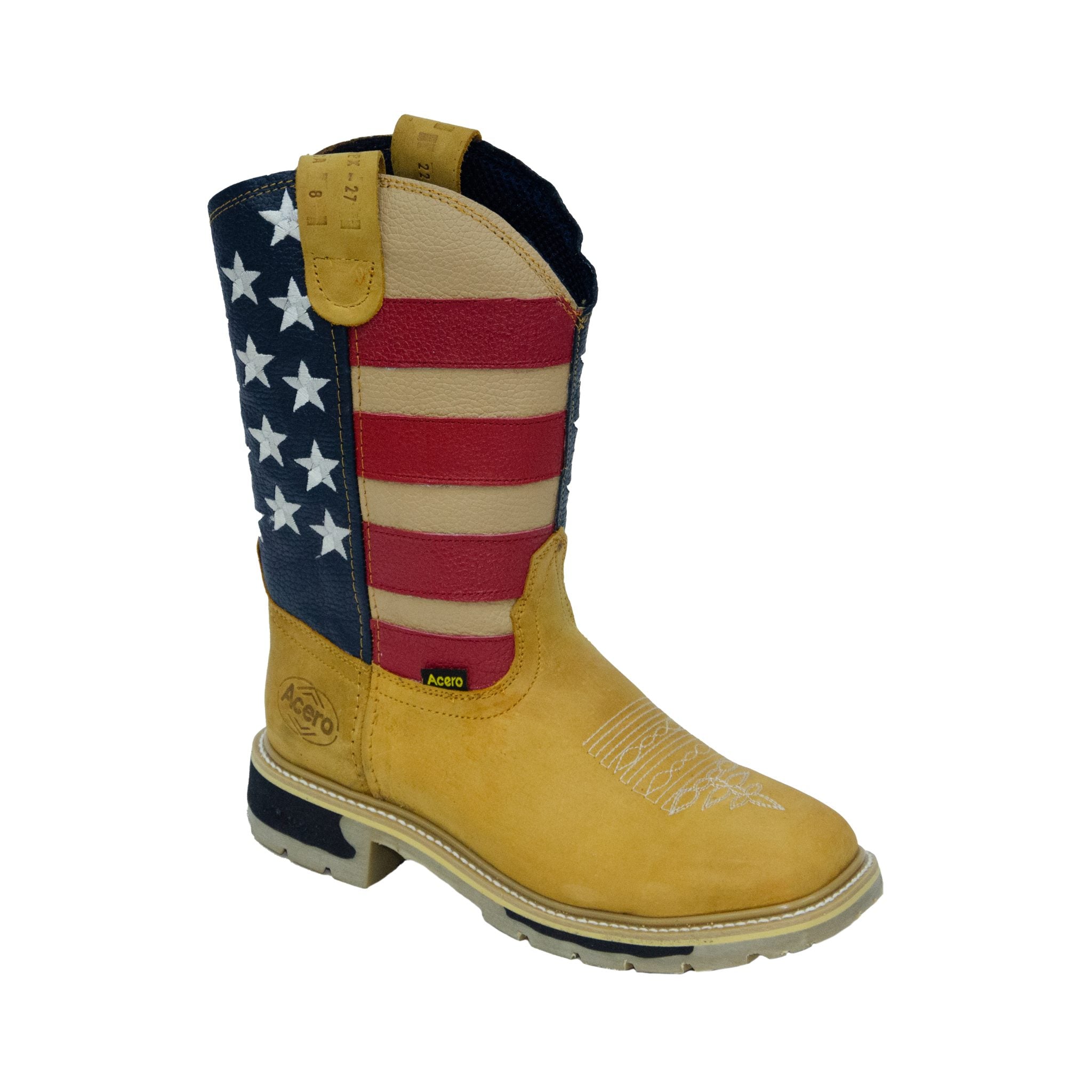 ACERO WORK BOOTS Crazy Honey Whit USA Flag Bicolor Sole