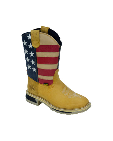 ACERO WORK BOOTS Crazy Honey Whit USA Flag Bicolor Sole