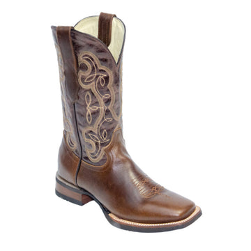 REPARO TX Men's Pull Up Brown Western Boots Whit Brown Top Rubber Sole