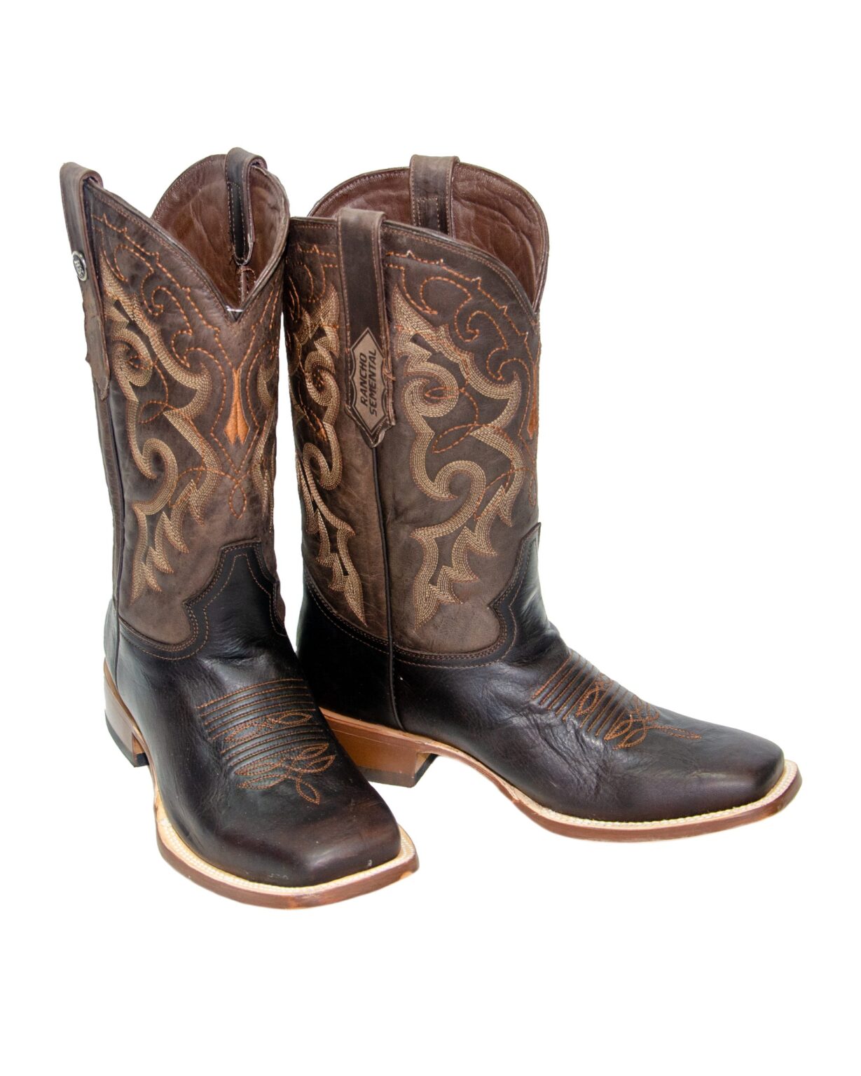 RANCHO SEMENTAL Botas vaqueras Damiana Brown para hombre con parte superior marrón blanca 