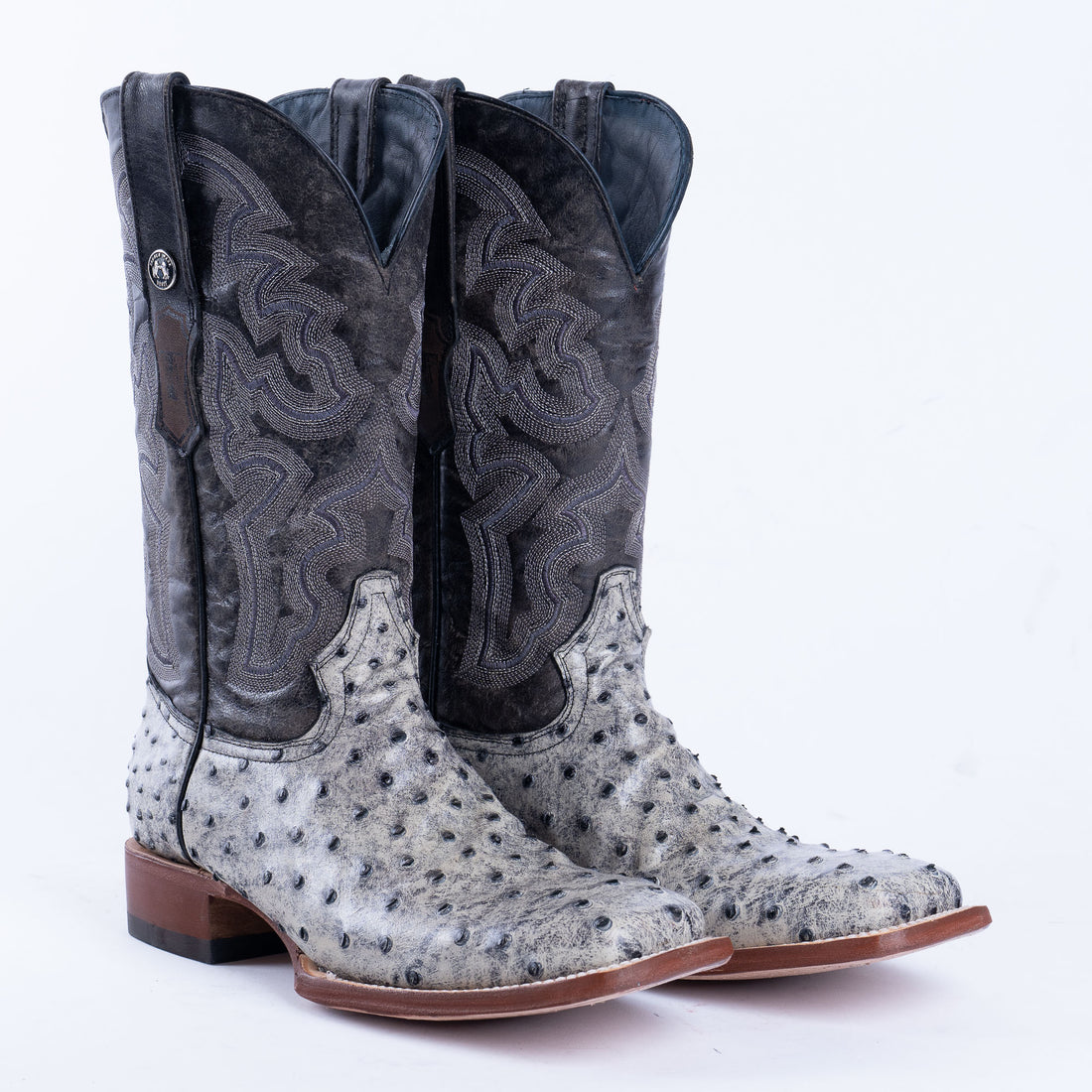 TANNER MARK MEN’S Ostrich Rustic Black Print Western Boots
