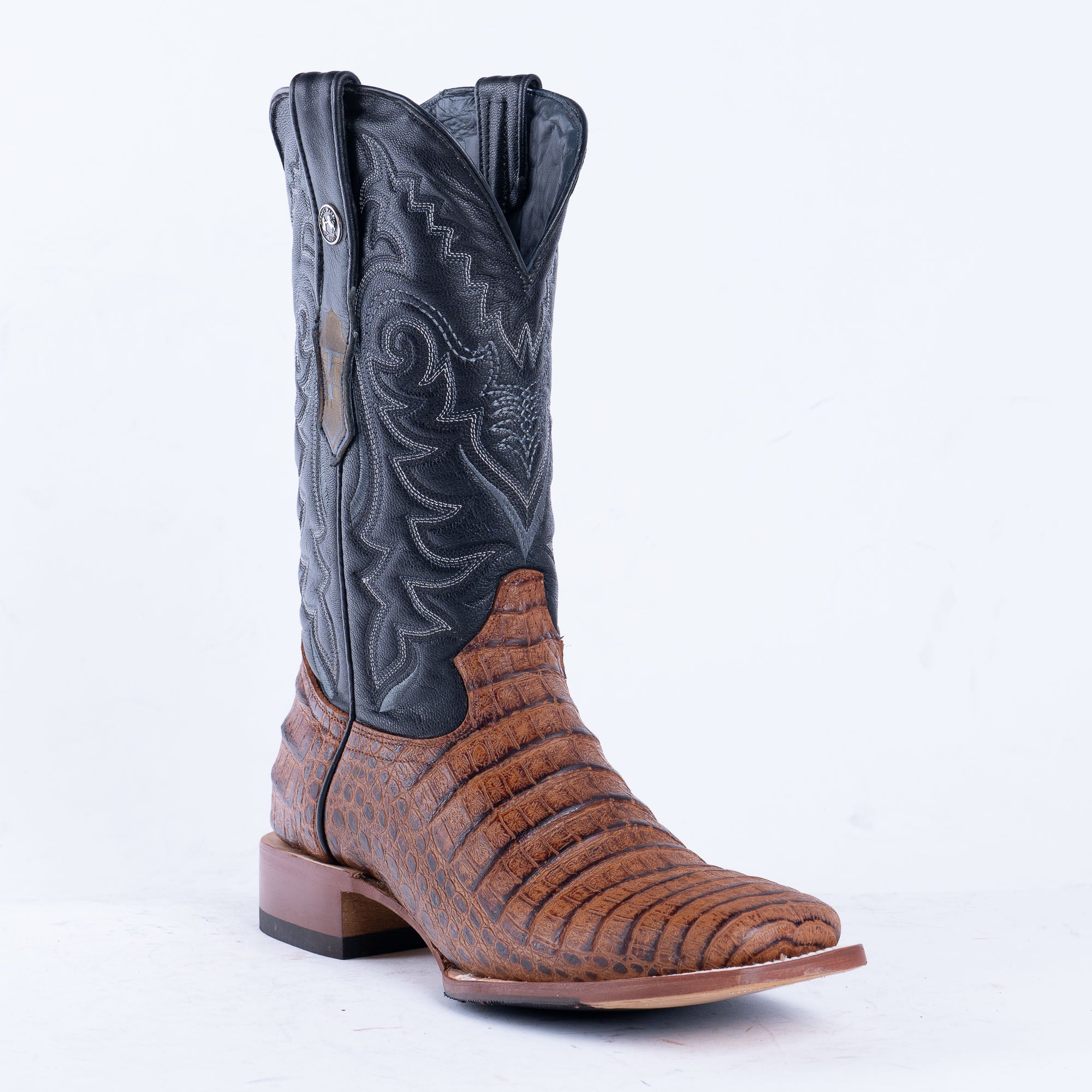 TANNER MARK MEN'S Caiman Belly Cognac Western Boots Whit Hybrid Sole