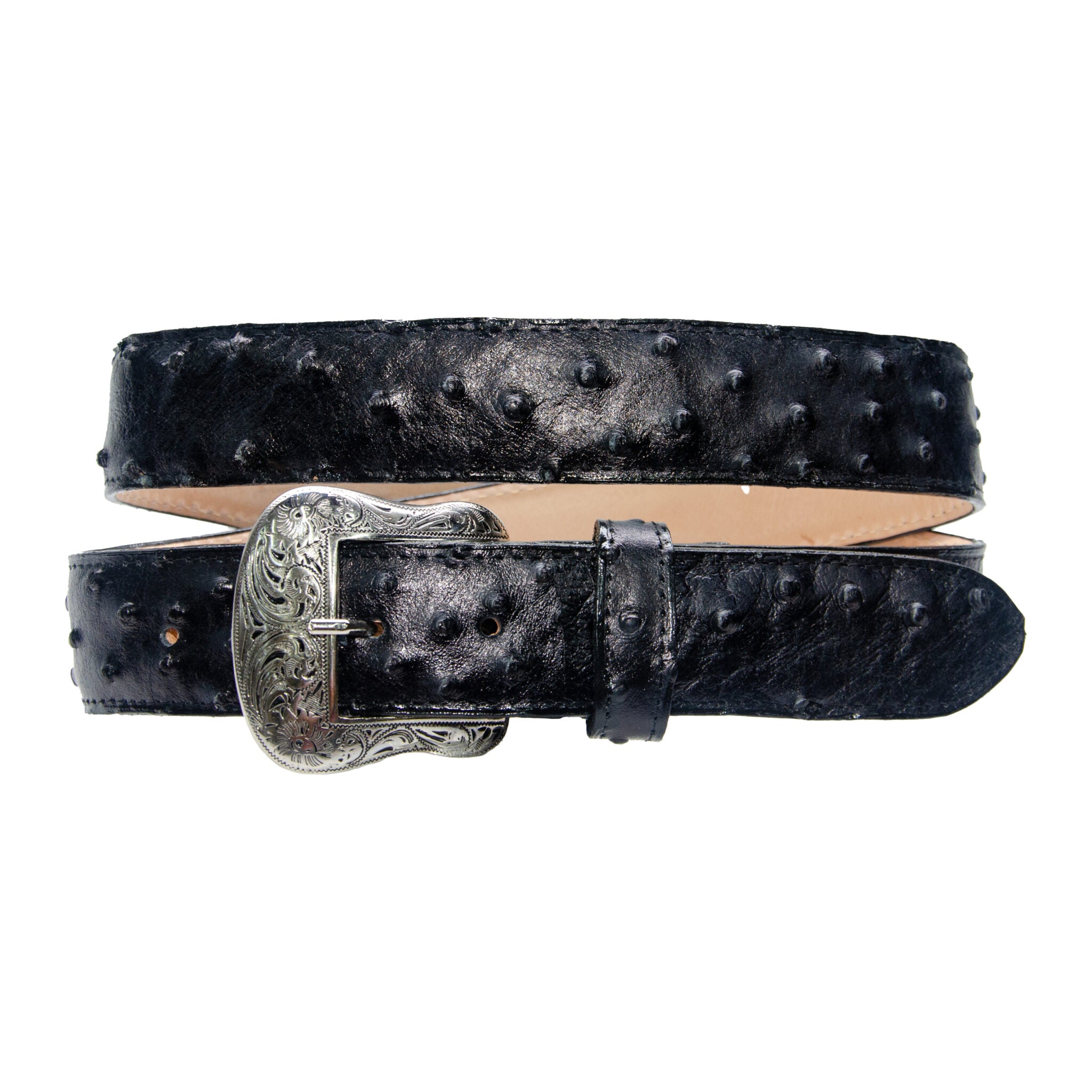 TANNER MARK BELT Black Ostrich Print