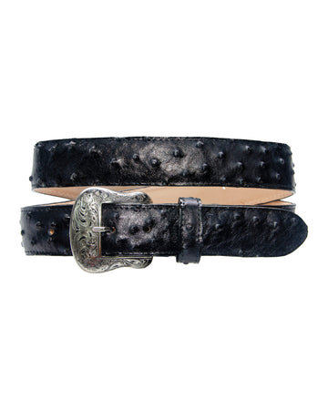 TANNER MARK BELT Black Ostrich Print