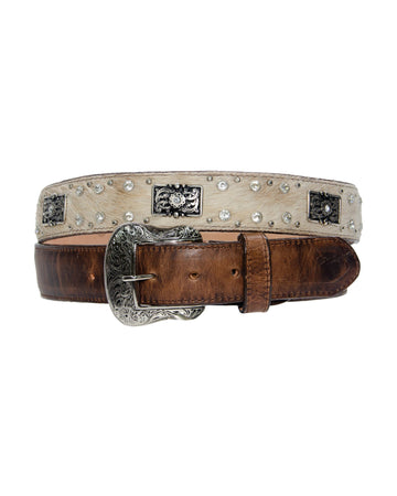 TANNER MARK BELT Damiana Mocha & Hair-ON-Hide Concho & Diamond