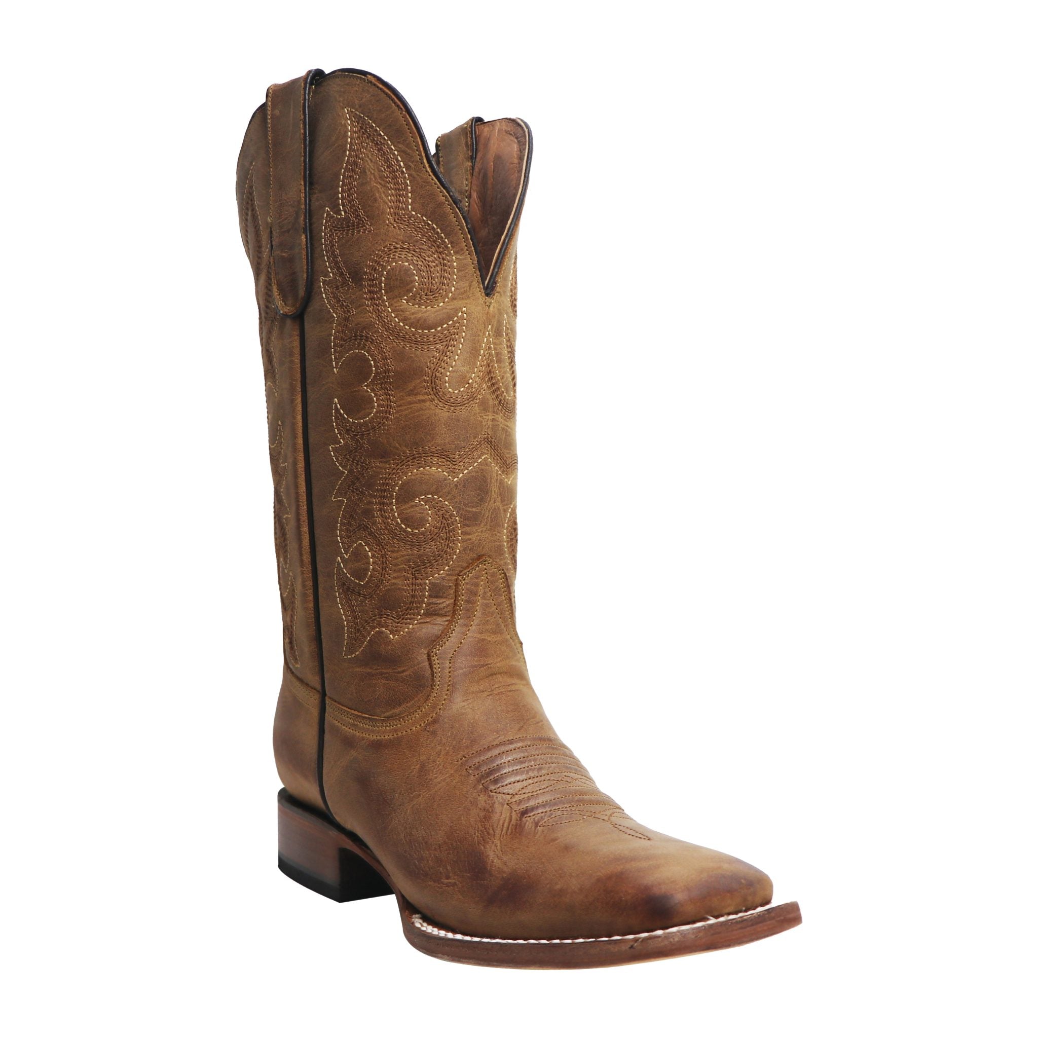 TANNER MARK WOMEN’S Blaze Califronia Cognac Cowgirl Boots Whit Classic Stitch Top