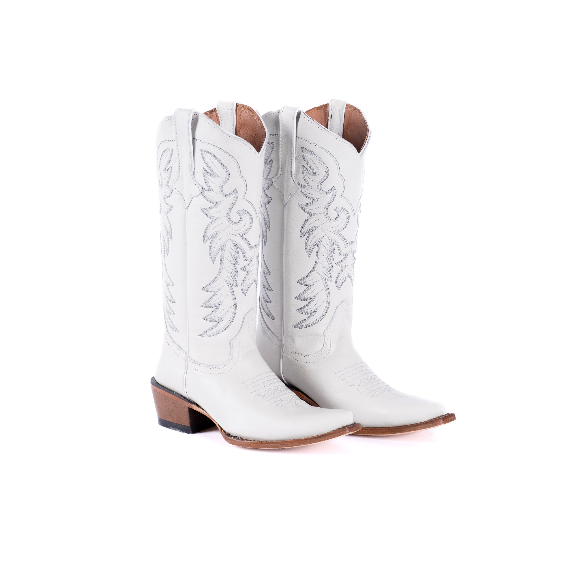 TANNER MARK WOMEN’S Classic White Calf Cowgirl Boots Snip toe