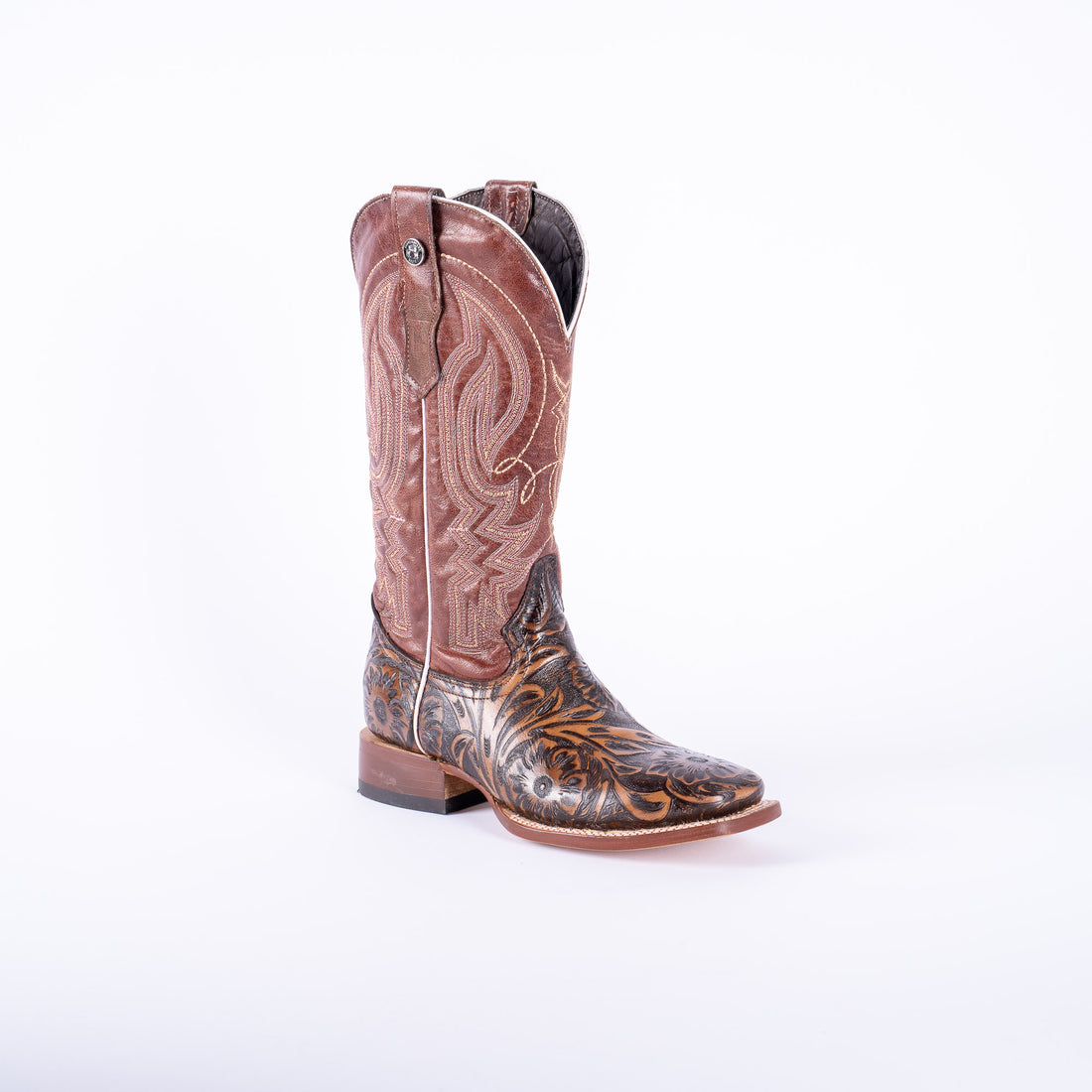 TANNER MARK WOMEN’S Jungle Handtooled Brown Print Cowgirl Boots With Italo Orix Top