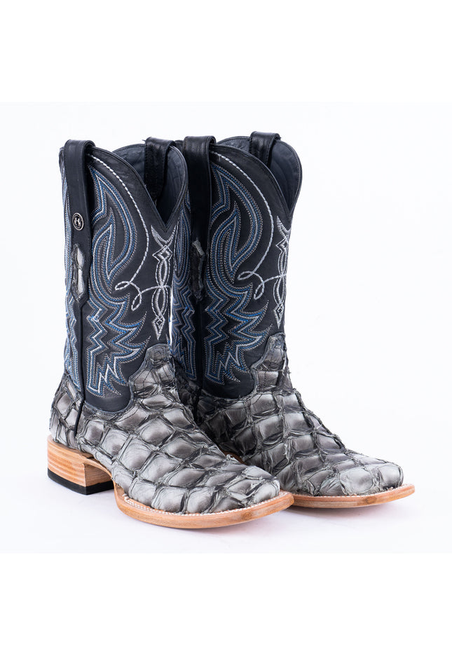 TANNER MARK MEN'S EXOTIC LEATHER Fish Bicolor Grey Cowboy Boots