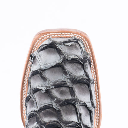 TANNER MARK MEN'S EXOTIC LEATHER Fish Bicolor Grey Cowboy Boots