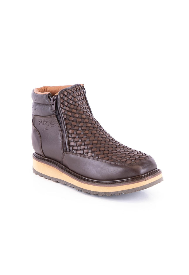 ACERO Chocolate Basket Wave Zipper Ankle Boot - Rancho Sementalvariable