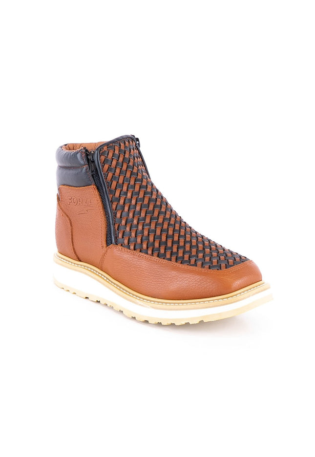 ACERO Honey & Black Basket Wave Zipper Ankle Boot - Rancho Sementalvariable
