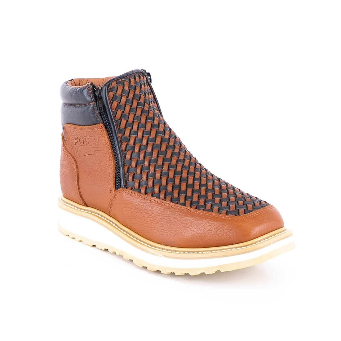 ACERO Honey & Black Basket Wave Zipper Ankle Boot - Rancho Sementalvariable