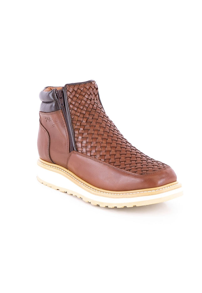 ACERO Pull Up Honey Basket Wave Zipper Ankle Boot - Rancho Sementalvariable