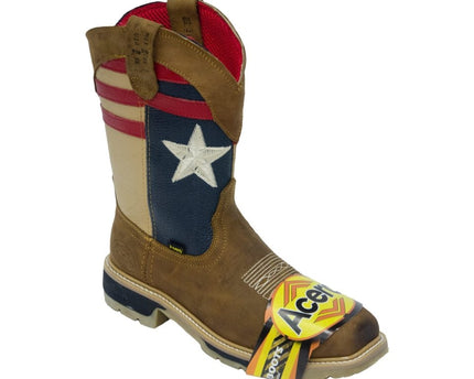 ACERO WORK BOOTS Crazy Cappuccino Whit Flag Top Bicolor Sole Steel Toe - Rancho Sementalvariable