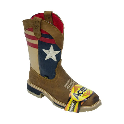 ACERO WORK BOOTS Crazy Cappuccino Whit Flag Top Bicolor Sole Steel Toe - Rancho Sementalvariable