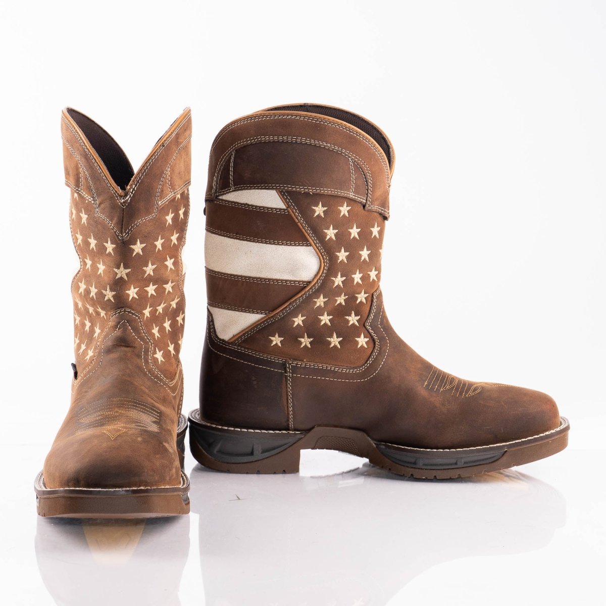 ACERO WORK BOOTS Horse Tan Patriotic Flag Light weight - Rancho Sementalvariable