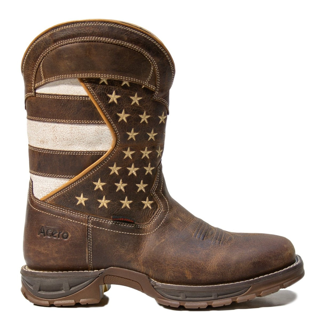 ACERO WORK BOOTS Horse Tan Patriotic Flag Light weight - Rancho Sementalvariable