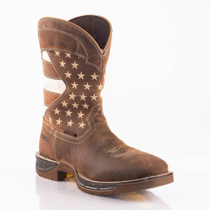ACERO WORK BOOTS Horse Tan Patriotic Flag Light weight - Rancho Sementalvariable