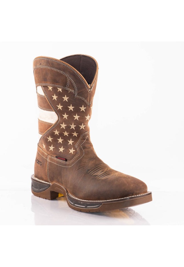 ACERO WORK BOOTS Horse Tan Patriotic Flag Light weight - Rancho Sementalvariable