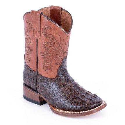 Boone Caiman Hornback Print Brown with Cognac Top - Rancho Sementalvariable