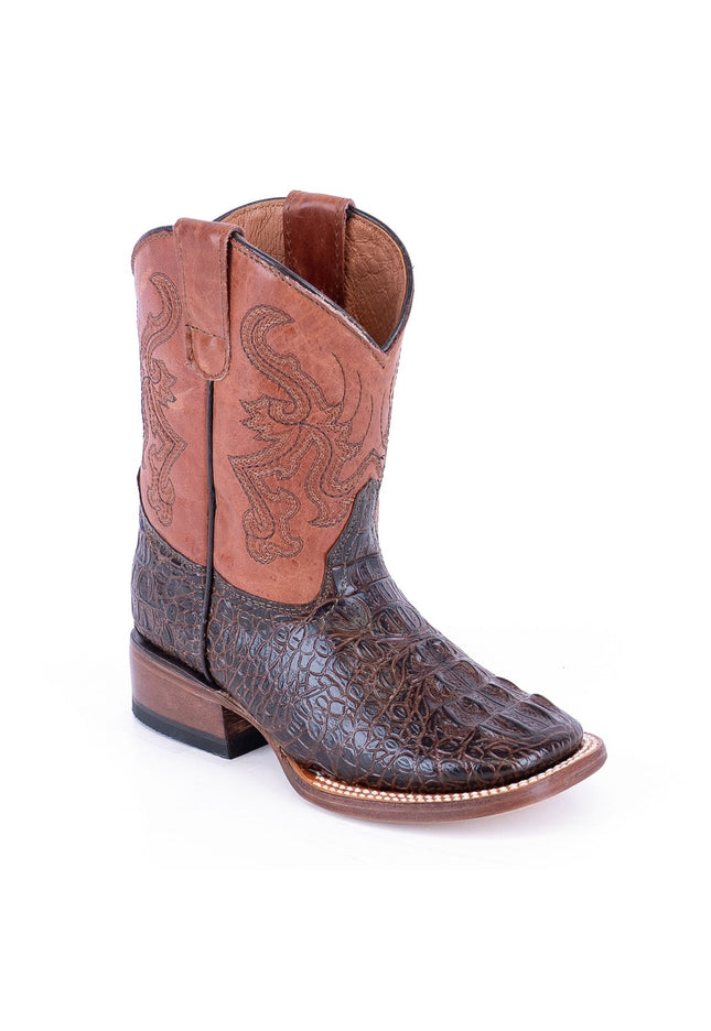 Boone Caiman Hornback Print Brown with Cognac Top - Rancho Sementalvariable